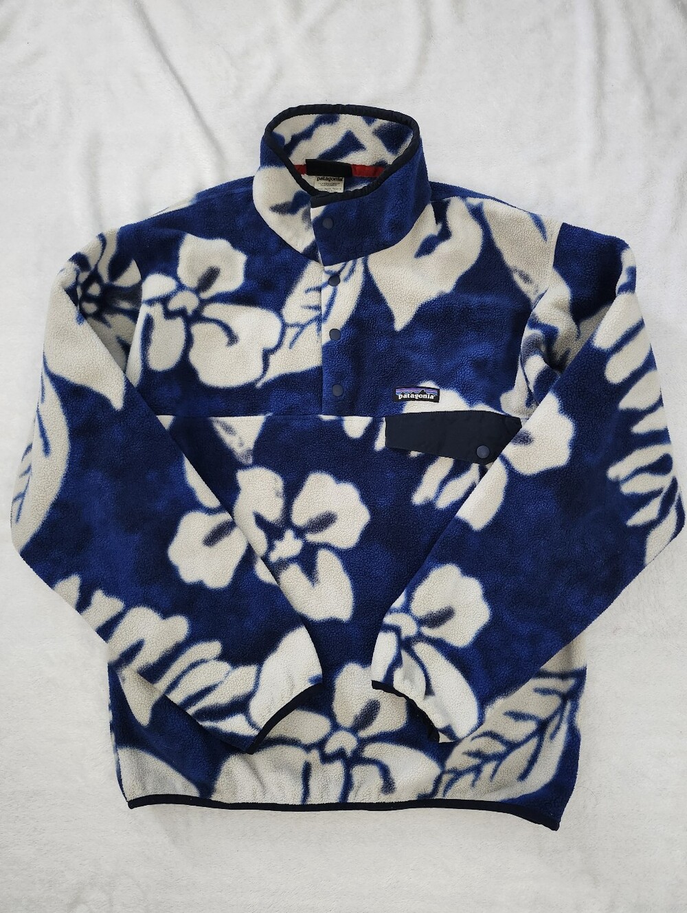 RARE PRINT Patagonia Synchilla Snap-T Fleece Spice Garden Medium Floral Hibiscus